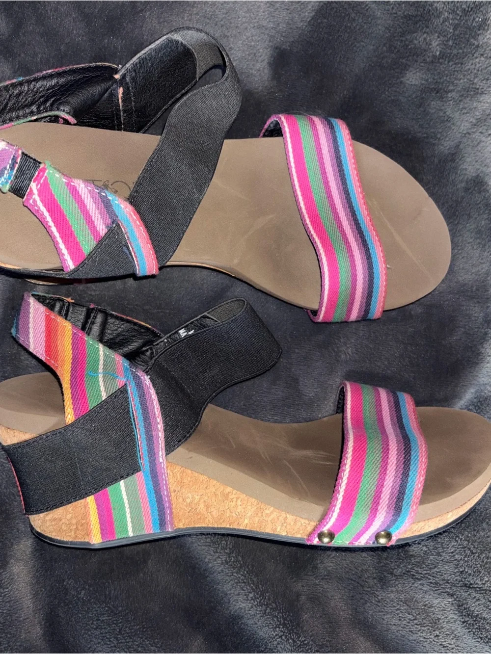 Striped Elastic Band Women’s Sandals in Pink and Black - Picture 3 of 4